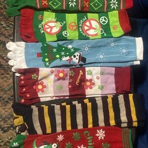 Colorful Holiday Toe Socks Set